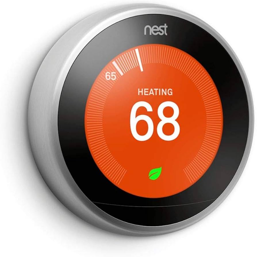 Nest Learning Thermostat (3rd Gen) in stainless steel mounted on a wall